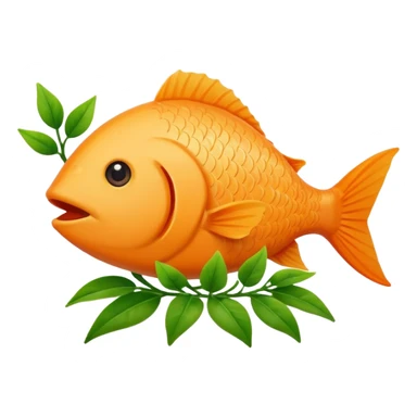 A fish holding a plant with its mouth sticker