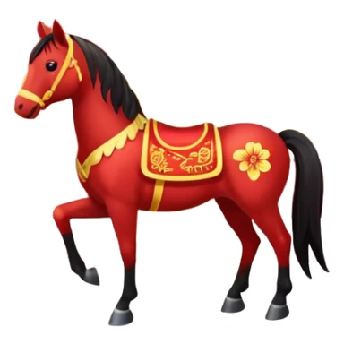 Chinese new year 马，我要有新年气氛的… 背景可以加屋子等吗… 可以加 新年快乐 2026 字眼吗？ sticker