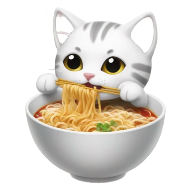 kitten eating ramen sticker