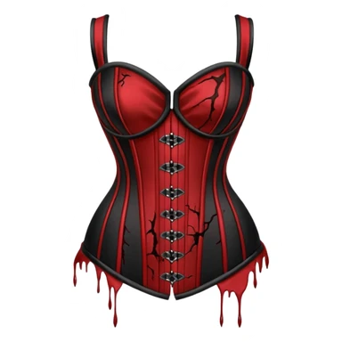 Torn silk corset with dried blood marks, gothic erotic relic sticker