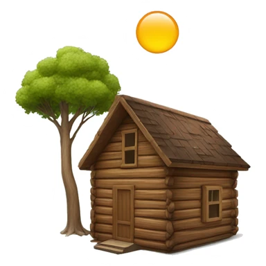Wood Cabin near tree, 5 stories tall solar  sticker