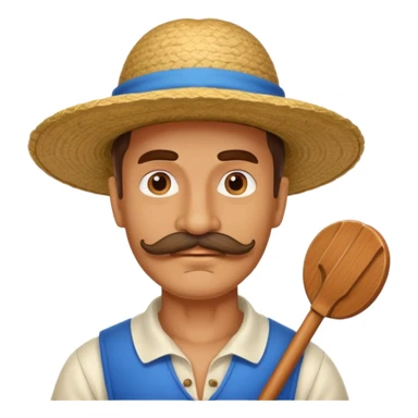 big mustache man and venice gondolier hat sticker
