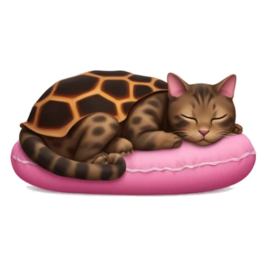 tortoise shell cat sleeping on a pink pillow sticker
