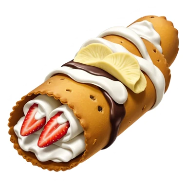 one strawberry, one chocolate and one banana canoli sticker