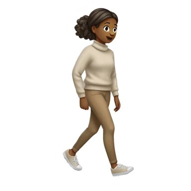Girl walking in beige sweater  sticker