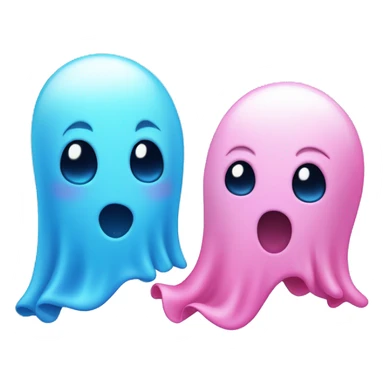 Cute pink ghost with another cute blue ghost  sticker