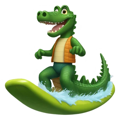 An alligator surfing  sticker