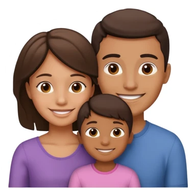 a young brown boy and a very little girl with their mother sticker
