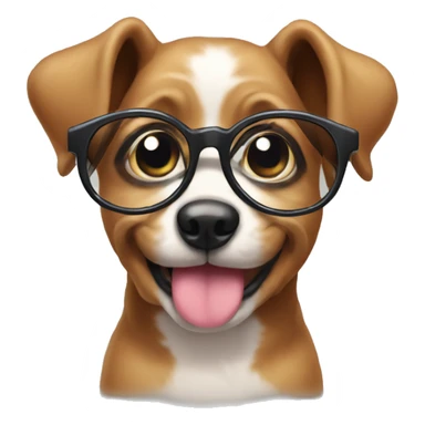 Puppy face with giant eyes and glasses sticker