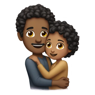 man with black curly hair hugging woman with brown long wavy  sticker