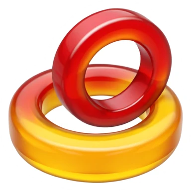 emoji de 2 gomitas en forma de aro una colo rojo y otra amarillo de muy gruesas  sticker