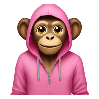 Monkey wearing a pink hoodie sticker