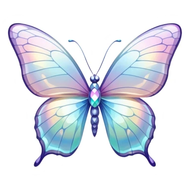 Pastel white iridescent glass crystal butterfly sticker