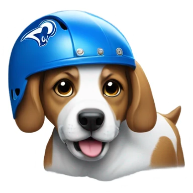 Dog wearing Rams helmet sticker
