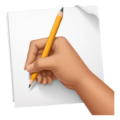 hands holding a pencil and writing on paper, simple and friendly sticker