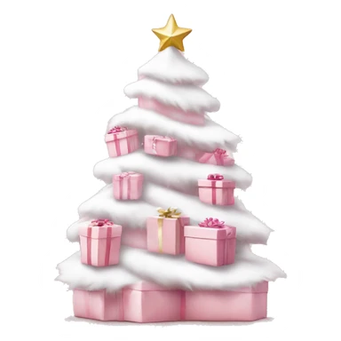 Light pink Christmas gifts under a white Christmas tree  sticker