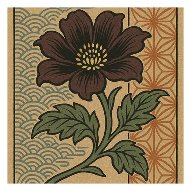 gothic flower in ukiyo-e style sticker