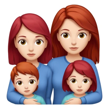 Mom and two girl twins, brunette mom, one red head and one dark brunette sticker