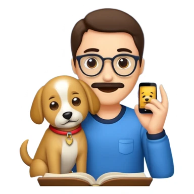 crea un emoji de buenas noches con texto : Javier un profesor y Tobi q sea un perro sticker