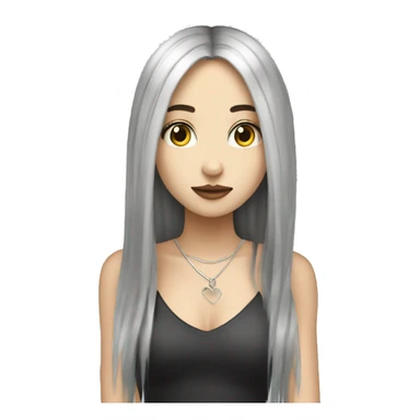 Pale girl with long black hair ￼sent kiss sticker