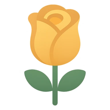 a single yellow rose, minimal flat icon style sticker