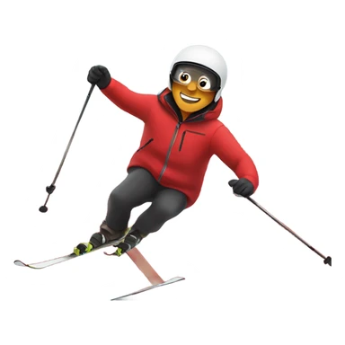 Boys skiing down the hill with a red jacket on and smoke flying behind his back sticker