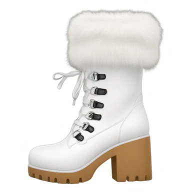 Platform Demonia High boots white fur sticker