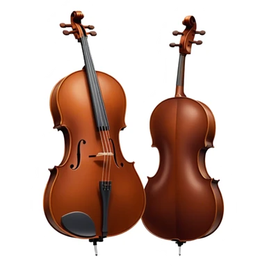Cinematic Realistic Cello, deep brown polished wood, elegant f-holes creating contrast, warm golden light reflecting off its curves, glowing with depth and a rich musical resonance. sticker
