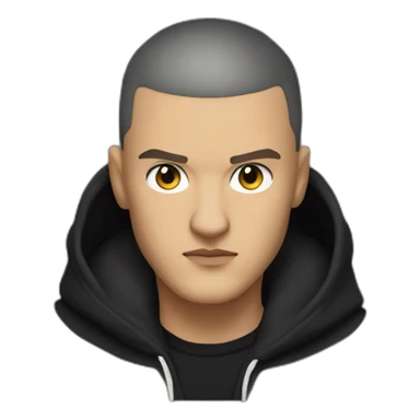 DJ Snake face serious attitude front view wearing a BLACK hoodie sticker