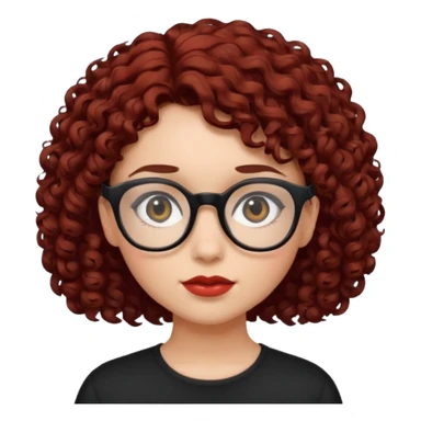 niña con pelo corto con rulos  color negro rojiso con lentes negros sticker