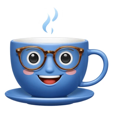 talking teacup blue with glassess sticker