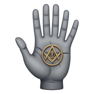 grey hand with an occult symbol on the palm sticker