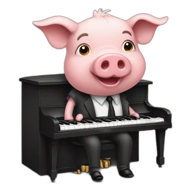 Pig playing piano sticker