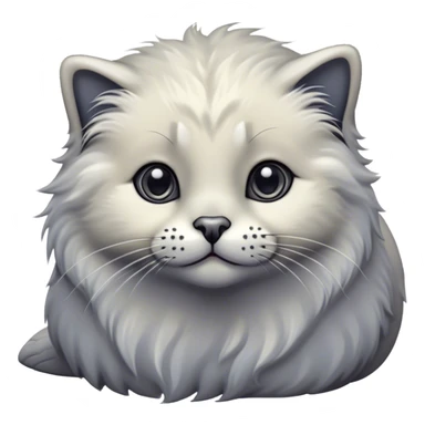 Cinematic Adorable Fluffy Grey Seal Ragdoll Cat Portrait Emoji, Head tilted cutely with big, sparkling eyes, soft grey fur with darker seal points on the ears, face, and paws, Simplified yet irresistibly adorable features, highly detailed, glowing with a soft, warm glow, high shine, affectionate and playful, stylized with a touch of whimsy, bright and endearing, soft glowing outline, capturing the essence of a curious and loving kitten, so cute it feels like it could leap out of the screen and snuggle up for a cuddle! sticker