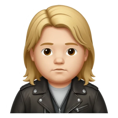 Long hair fat young boy in leather jacket sticker