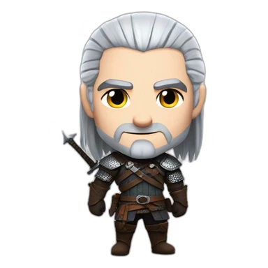 geralt the witcher as big head chibi sticker