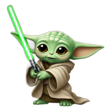 baby yoda with lightsaber sticker