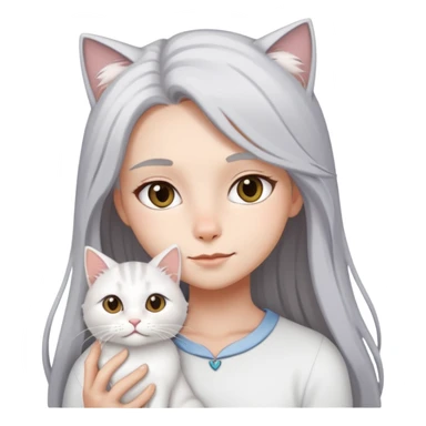 Sihay saç kız beyaz kedi sticker