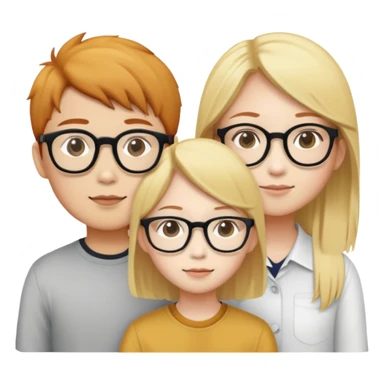 Asian boy with glasses, ginger girl, and blonde girl sticker