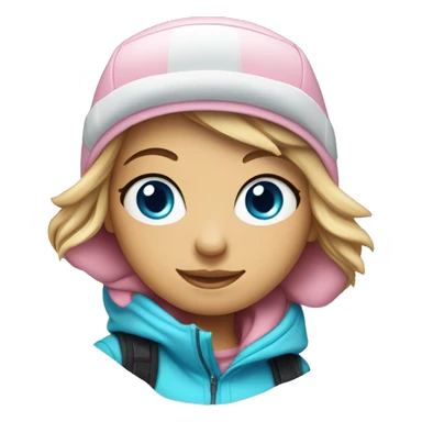 Light pink snowboarder girl on sparkle snow blue eyes  sticker