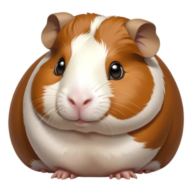Cinematic Noble Brown and White Banded Guinea Pig Portrait Emoji, Poised and regal, with a compact, chubby build and a uniquely patterned coat of warm brown and crisp white banding, deep-set soulful dark eyes, Simplified yet sharp and sophisticated features, highly detailed, glowing with a soft, dignified glow, high shine, intelligent and charming, stylized with an air of distinctive elegance, focused and attentive, soft glowing outline, capturing the essence of a watchful and confident companion, so majestic it feels as though it could scurry out of the screen with effortless authority! sticker