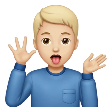 Sticking tongue out with hands to the side sticker