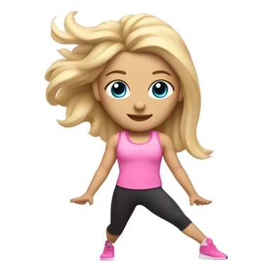 Blonde long hair doing Pilates wearing pink  sticker