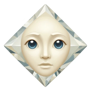 diamond shape carved from ivory. square tilted 45 degrees. head on view sticker