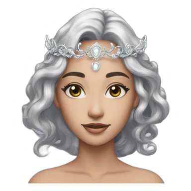 silver crescent moon tiara goddess sticker