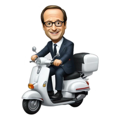 François Hollande sur un scooter sticker