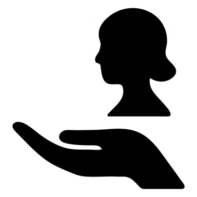 female hand, minimalist silhouette, solid black fill, modern style sticker