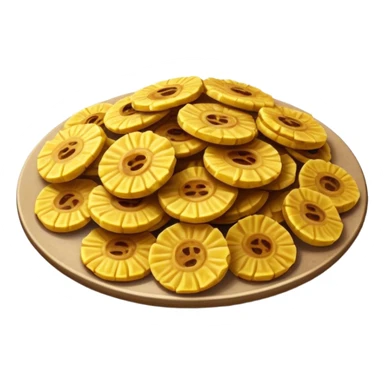 Patacones Cinematic Realistic Patacones Dish Emoji, depicted as crushed, crispy plantain discs, rendered with rich textures and dynamic, natural lighting. sticker
