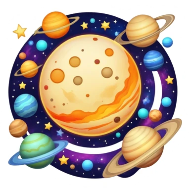 galaxy with stars and planets sticker