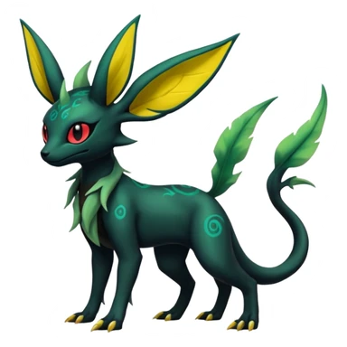 Dark Edgy Salandit-Leafeon-Umbreon-Fakémon-hybrid-creature (full body)  sticker